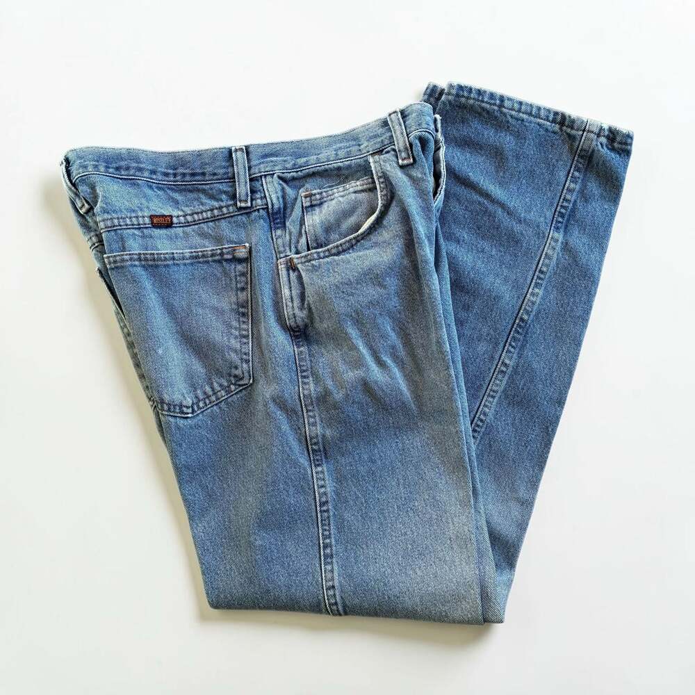 Vintage Rustler Regular Fit Straight Leg Jeans 32x32 Medium Wash